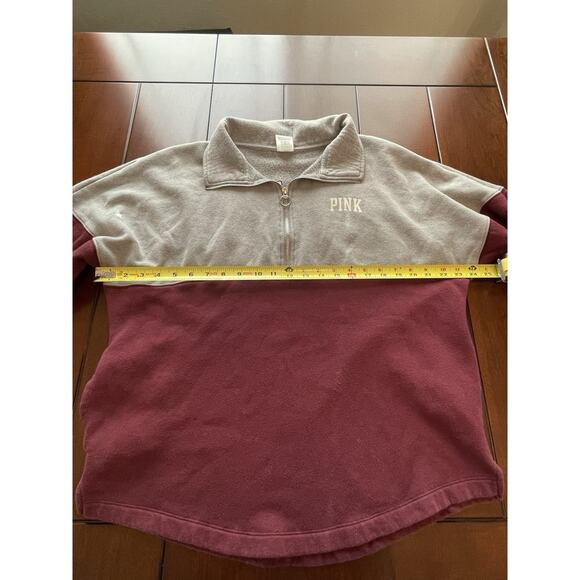 Pink Victoria's Secret Women Sweatshirt Medium Spell out M 1/4 Zip Mock Neck VS - Picture 4 of 10